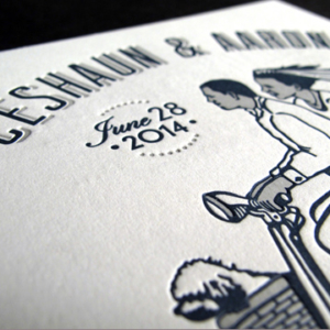 letterpress wedding invite two color for ceshaun & aaron