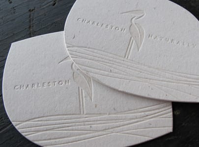 die cut letterpress business card for charleston naturally