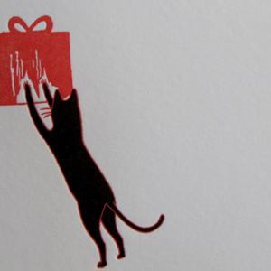 letterpress printed greeting card with cat don't open until christmas