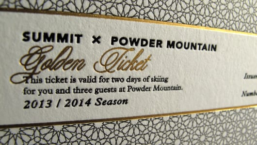 letterpress and offset printed ticket with gold foil