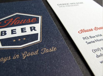 letterpress business card three color with blue flood