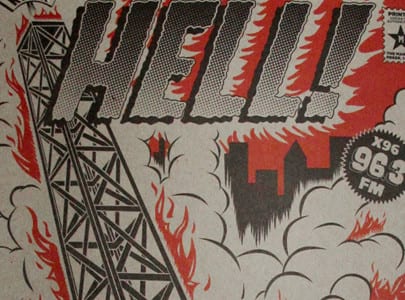 letterpress printed small poster for x96 Radio From Hell