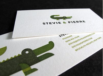 letterpress business card 5 color for Stevie and Pierre