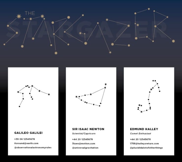 $95 template letterpress business cards constellation