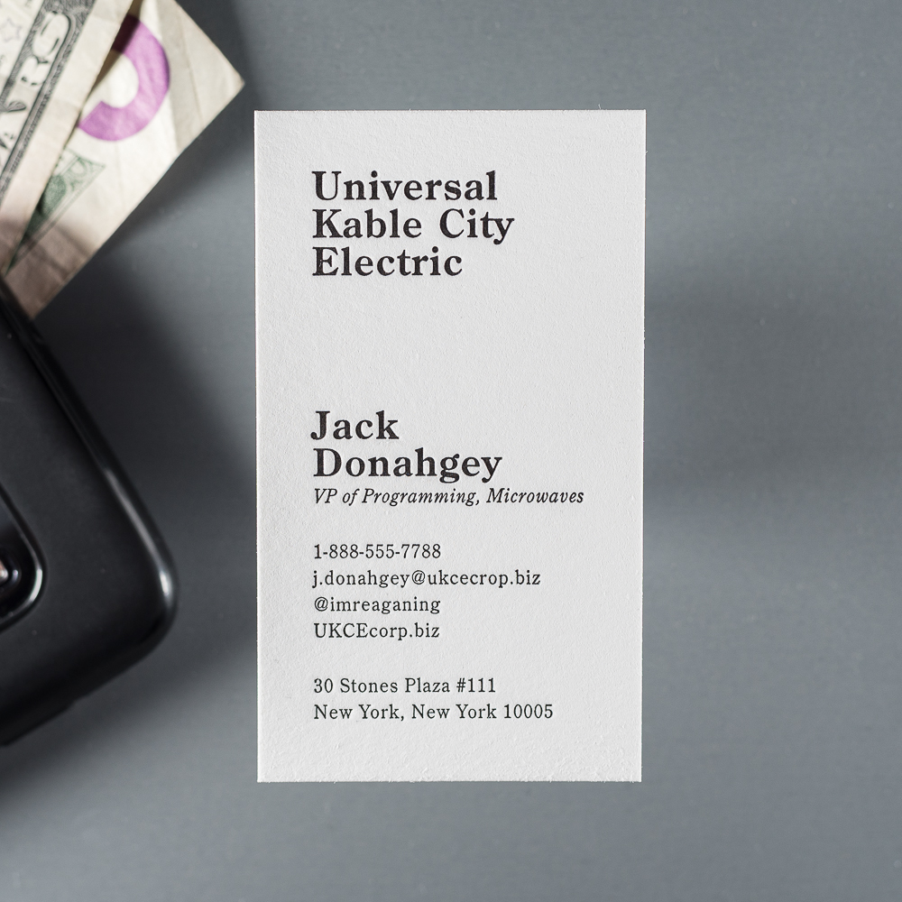 letterpress business card template vertical with black ink