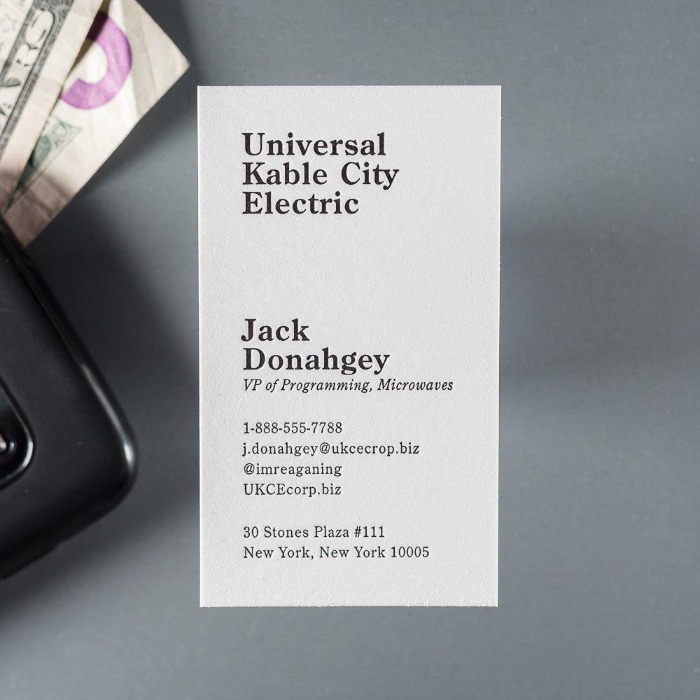 letterpress business card template vertical with black ink
