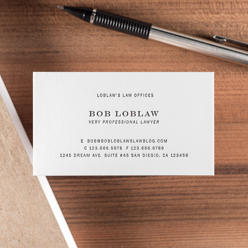 letterpress business card template for bob loblaw black ink