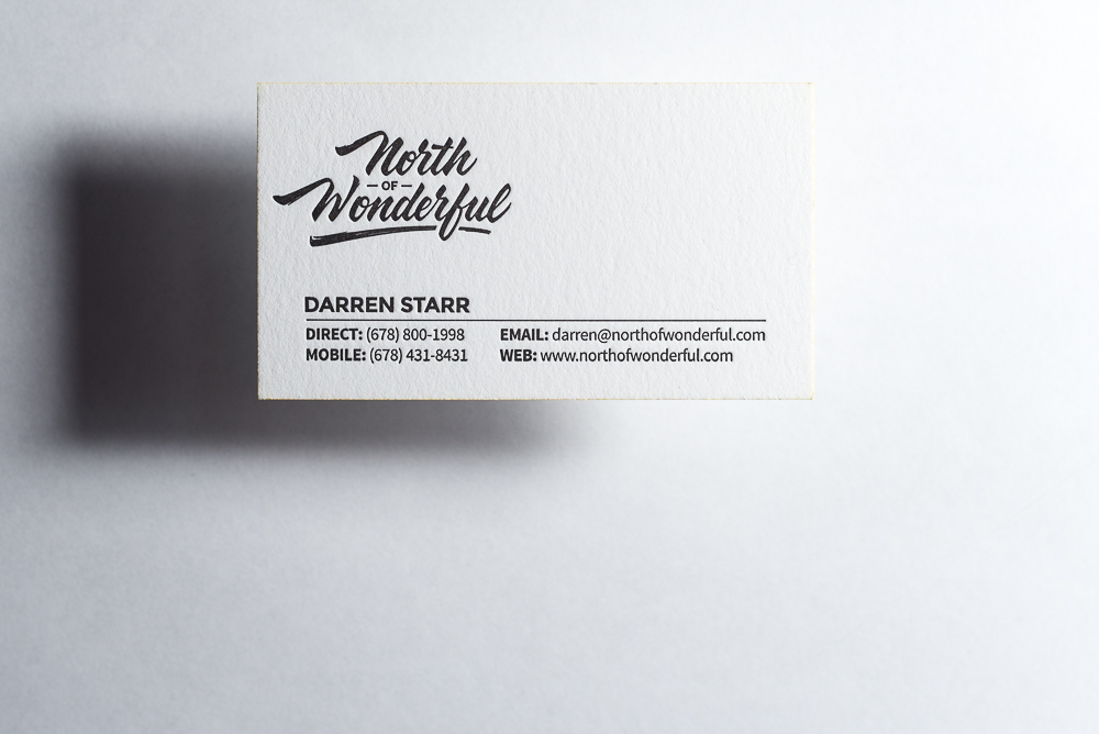 single color letterpress business card