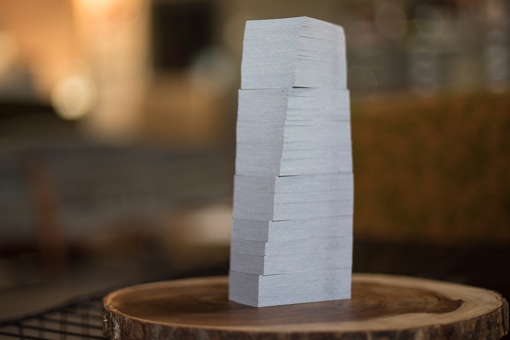 stack of business cards on wood thing