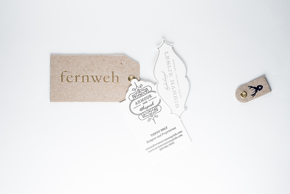 die cut custom shaped tags letterpress printed