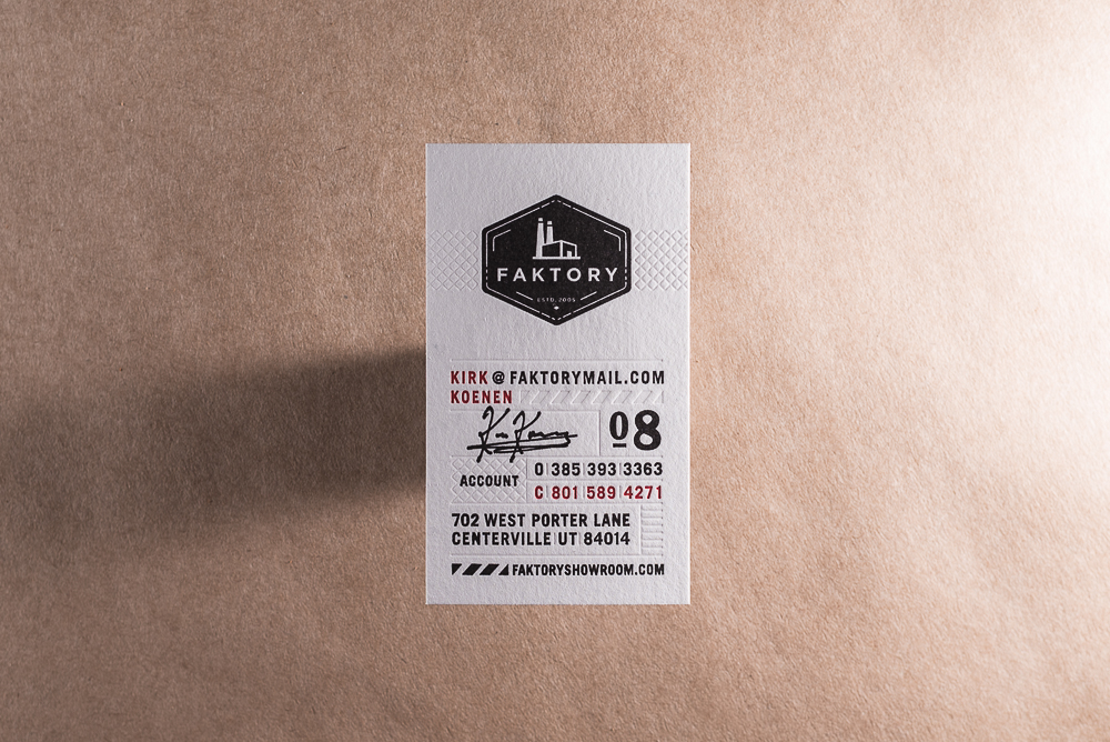letterpress business card with blend elements
