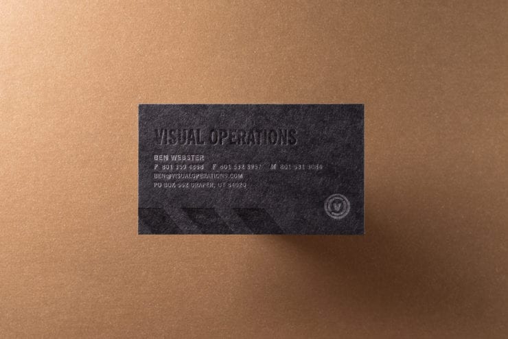 business card with silver ink and varnish, business card, cards, blind press, modern letterpress, print, black paper, deboss