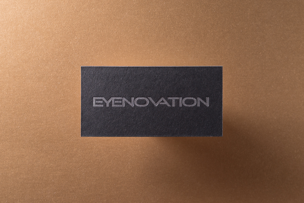 letterpress business card on black paper