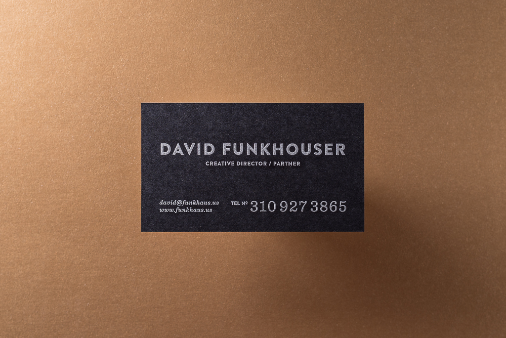 black paper white ink engraved business card