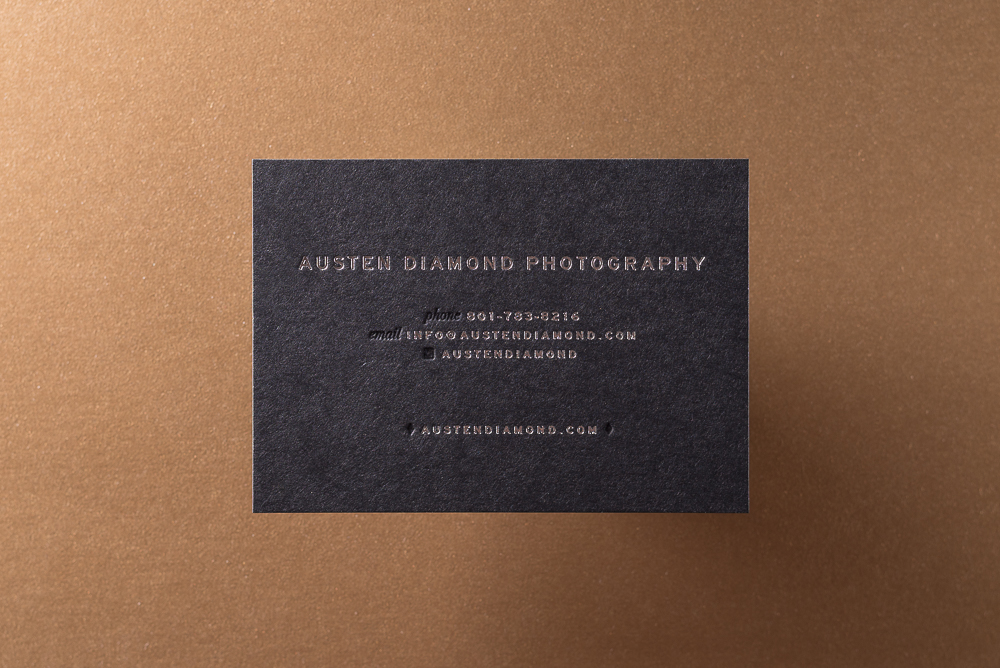 business card on black paper