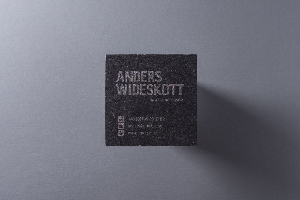 silver metallic ink black paper business card