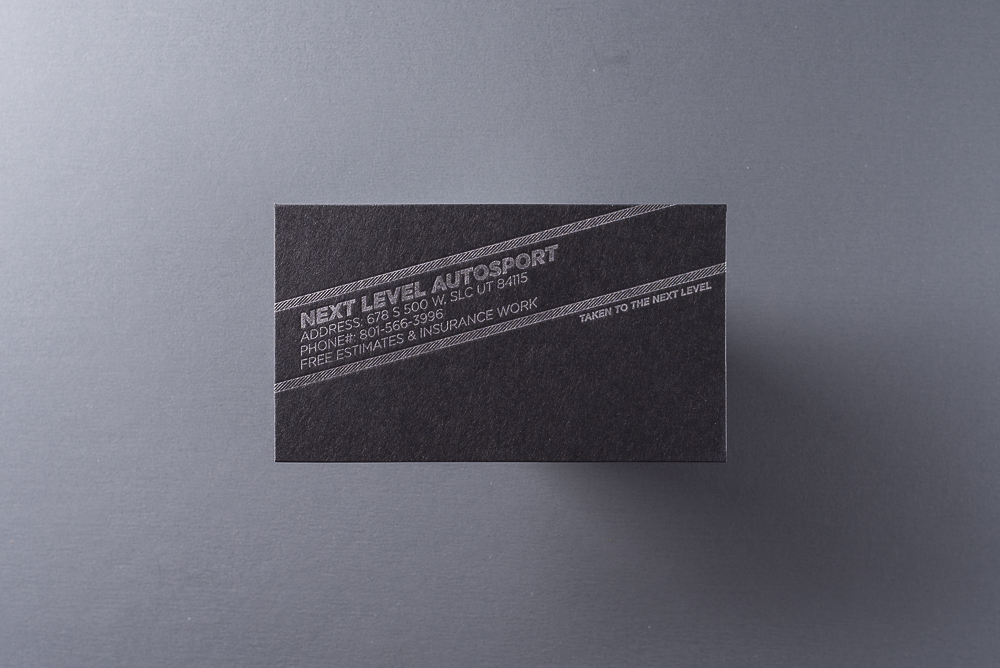 letterpress business card with silver metallic ink