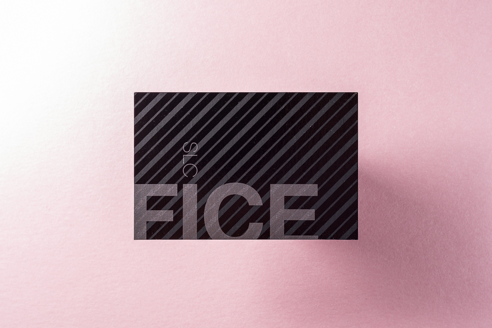 business card with silver metallic ink and spot uv